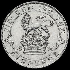 1916 George V Silver Sixpence Reverse