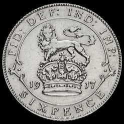 1917 George V Silver Sixpence Reverse