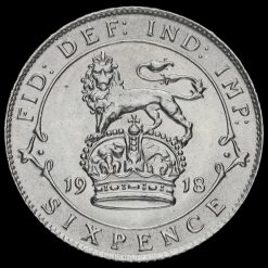 1918 George V Silver Sixpence Reverse