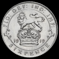 1919 George V Silver Sixpence Reverse