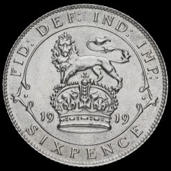 1919 George V Silver Sixpence Reverse