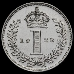 1928 George V Silver Maundy Penny Reverse