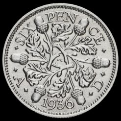 1936 George V Silver Sixpence Reverse