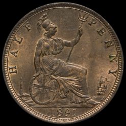 1891 Queen Victoria Bun Head Halfpenny Reverse