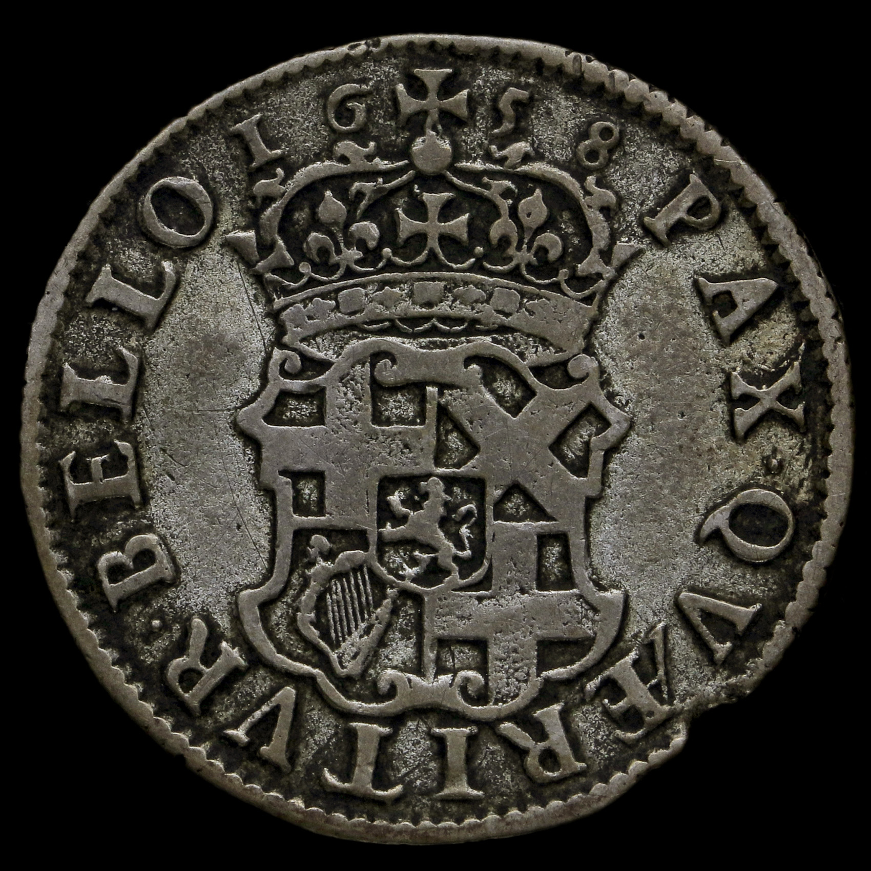 1658 Oliver Cromwell Silver Shilling Reverse