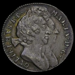 1692 William and Mary Early Milled Silver Maundy Threepence Obverse