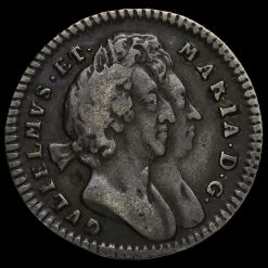 1692 William and Mary Early Milled Silver Maundy Fourpence Obverse