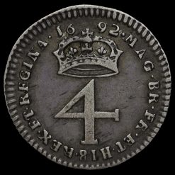 1692 William and Mary Early Milled Silver Maundy Fourpence Reverse