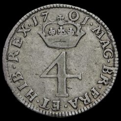 1701 William III Early Milled Silver Maundy Fourpence Reverse