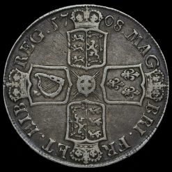 1708 Queen Anne Early Milled Silver Crown Reverse