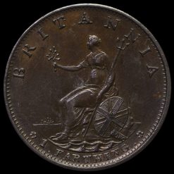 1799 George III Early Milled Copper Farthing Reverse