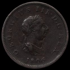 1806 George III Early Milled Copper Halfpenny Obverse