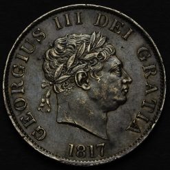 1817 George III Milled Silver Half Crown Obverse
