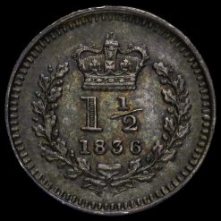 1836 William IV Milled Silver Three-Halfpence Reverse
