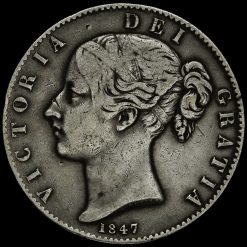 1847 Queen Victoria Young Head Silver XI Crown Obverse