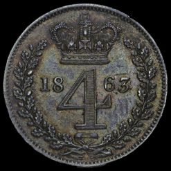 1863 Queen Victoria Young Head Silver Maundy Fourpence Reverse