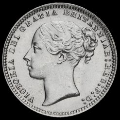 1877 Queen Victoria Young Head Silver Shilling Obverse