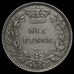 1881 Queen Victoria Young Head Silver Sixpence Reverse
