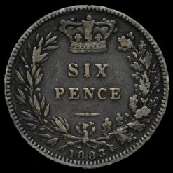 1883 Queen Victoria Young Head Silver Sixpence Reverse