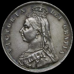 1887 Queen Victoria Jubilee Head Silver Half Crown Obverse