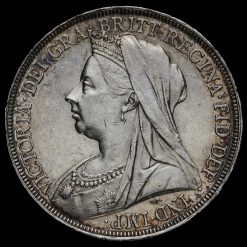 1897 Queen Victoria Veiled Head Silver LXI Crown Obverse
