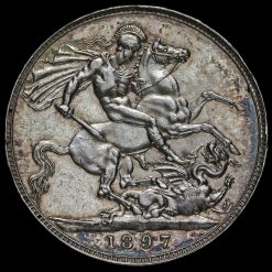 1897 Queen Victoria Veiled Head Silver LXI Crown Reverse