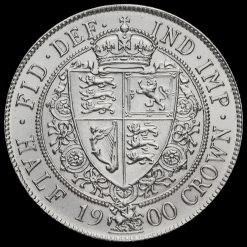1900 Queen Victoria Veiled Head Silver Half Crown Reverse