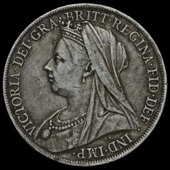 1900 Queen Victoria Veiled Head LXIII Silver Crown Obverse