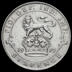 1919 George V Silver Sixpence Reverse
