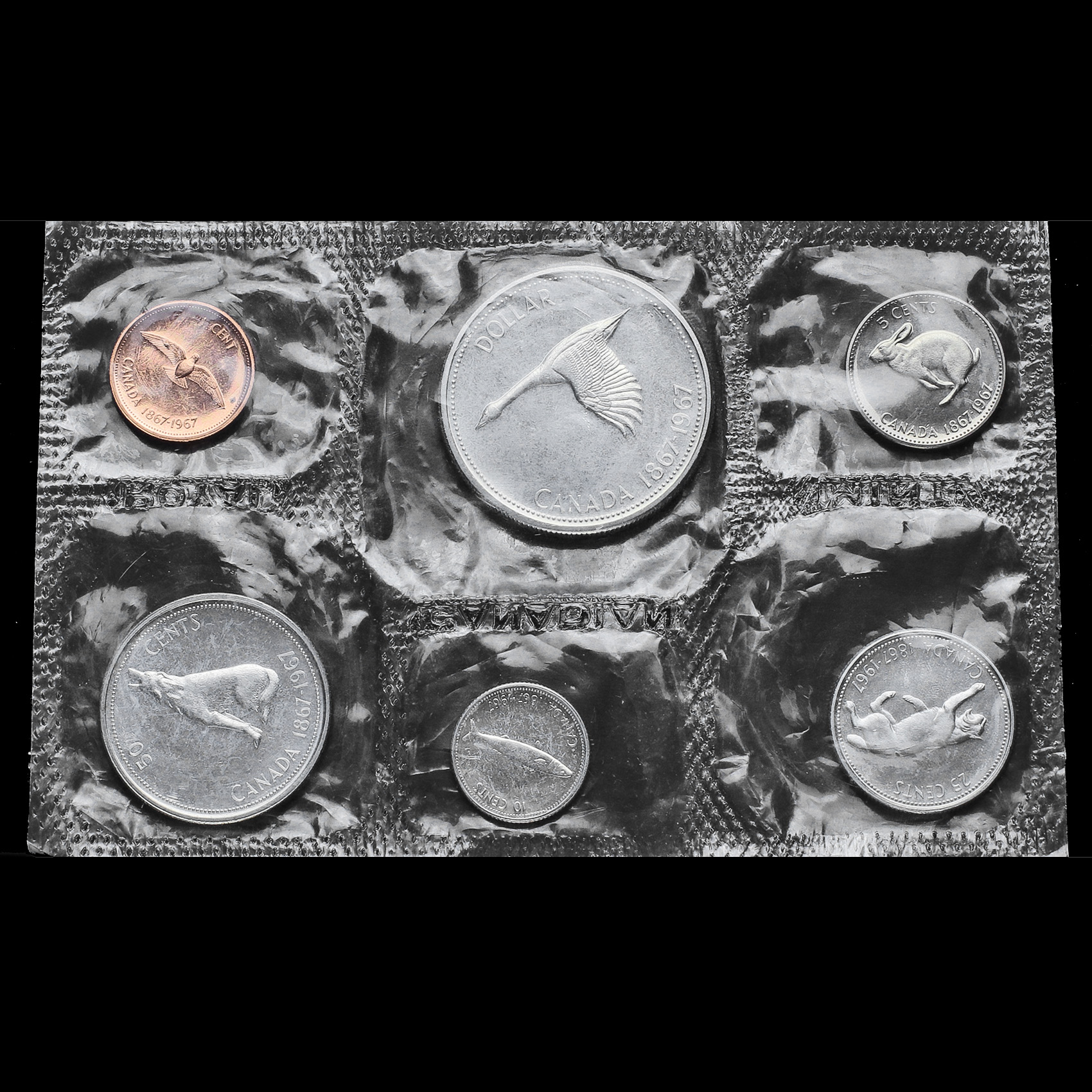 Canada 1967 Silver 6 Coin Year Set in Original Sealed Pack Reverse