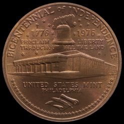 USA 1976 Bicentennial Of Independence Commemorative Bronze Medal Reverse