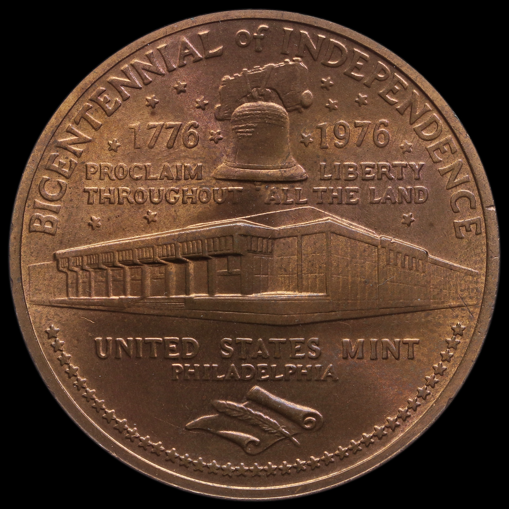 USA 1976 Bicentennial Of Independence Commemorative Bronze Medal Reverse